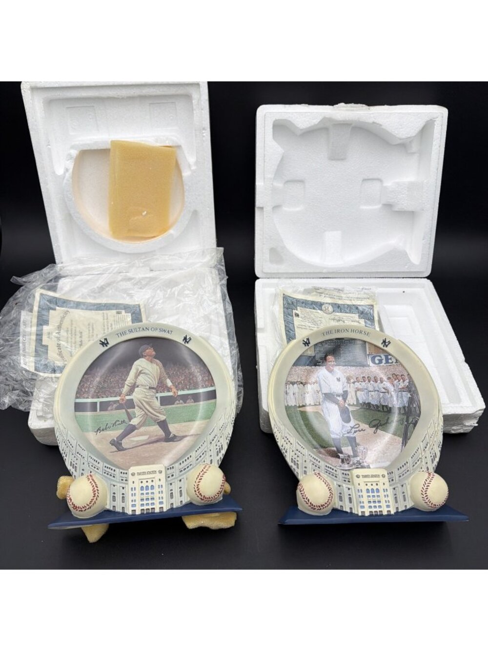 BABE RUTH & LOU GEHRIG BRADFORD Exchange PLATES YANKEE STADIUM 75th ANNIVERSARY